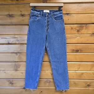 Abercrombie & Fitch The Mom High Rise Button Fly Medium Wash Jeans Size 26/2R